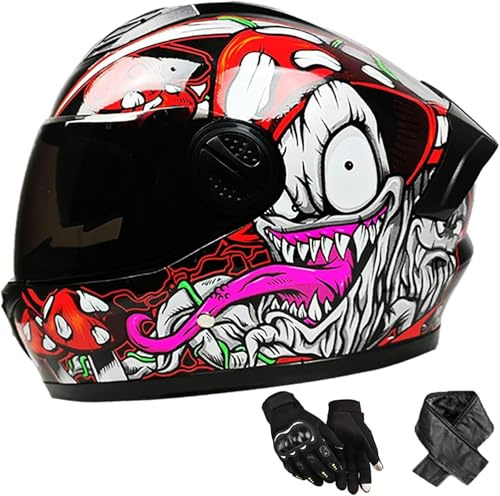 Casco Integral para Adulto, Casco De Moto con Doble Visera, Certificado Dot/ECE, Casco para Ciclomotor Scooter, Talla: 58-62 Cm, para Hombre Y Mujer. 9
