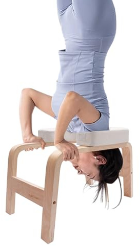 Tyvotrend Yoga Headstand Bench, Wooden Yoga Inversion Stool with Removable Cushion, Training Inversion Equipment, for Relaxation & Strength, Relieve Fatigue, Loading 440.92lbs