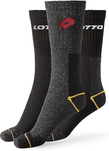 Lotto Calze da Lavoro Uomo Rinforzate - Gambaletto - Calzini Invernali in Morbido Cotone Traspirante, Punta e Tallone Rinforzato (IT, Testo, Taglia unica, Regular, Corto, 6, Nero | Taglia 43-46)