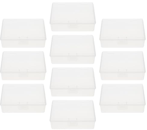 SOPOTUTU 10 pezzi Trasparenti Multiuso con Coperchio Contenitori Compatti per Batterie e Porta Biglietti da Visita Custodia Leggera e Protettiva per Casa Ufficio e Viaggio