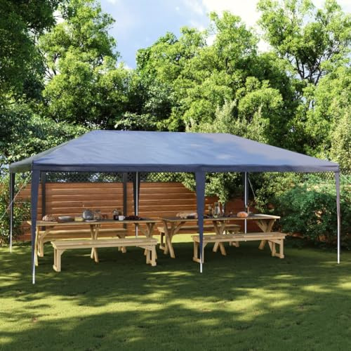 Mokuyary Partytält 4 x 6 m blått, paviljong trädgårdstält, festtält, trädgårdspaviljong för trädgård, fest, festival, bröllop