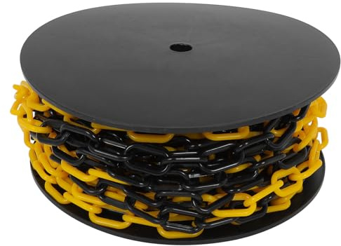ARTSEWPLY Cadena de Seguridad de Plástico Sólido 6 Mm, Barrera Amarilla y Negra de 25 M, Resistente Intemperie para Control de Multitudes, Advertencias y Delimitación en Construcción