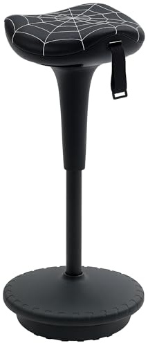 Vinsetto Bürohocker mit Schwenkfunktion, ergonomischer Hocker, höhenverstellbar 65,5-83,5 cm Arbeitshocker Sitzhocker groß Sockel, 120° neigbar Stehhocker, Anti-Rutsch, für Büro Arbeitszimmer, Schwarz