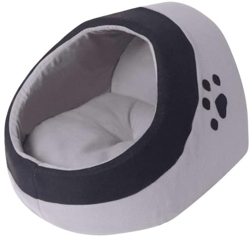QUAHEAS Cuccia per gatti grigio e nero, taglia L, con morbido pile di poliestere, cuscino rimovibile, fondo antiscivolo, lavabile fino a 30 °C, accogliente posto per dormire, per gatti, cani e piccoli