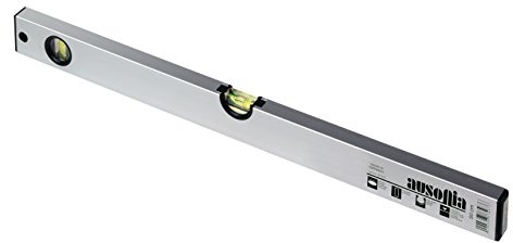 AUSONIA - 87450 PROFI WASSERWAAGE AUS ELOXIERTEM ALUMINIUM 200 CM MIT ZWEI BRUCHFESTEN LIBELLEN AUS PLEXIGLAS UND STOSS-SCHUTZ AUS PVC