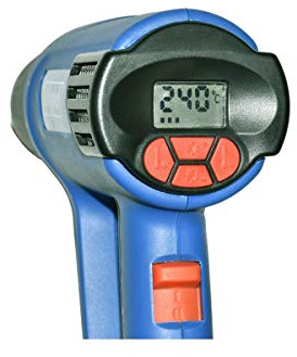 SCHEPPACH HG200 Heißluftpistole mit LCD-Anzeige, Einstellbare Temperatur - 50°C-650°C (Heißluftgebläse 2000W, 230V, 50Hz, Lufstrom: 250 – 500l) Inkl. Schraber und Koffer