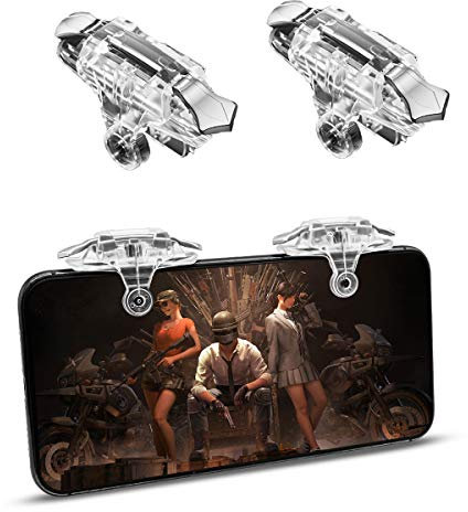 Newseego Déclencheur de Jeu Mobile PUBG, Gâchette Contrôleur Sensible pour Écran Tactile Manette Accessoires de Jeu de Shoot&Aim pour Knives Out/PUBG/Rules of survival pour Android et iOS, Transparent