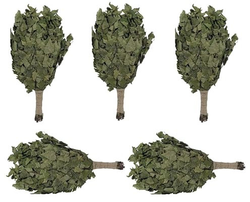 Dufte Momente | 5 x Birken Reisig, Wenik, Quast für Sauna, Banja | aus Ernte 2024 | einzeln verpackt und luftgetrocknet | mehrfach verwendbar ¬| Länge ca. 50-60cm, Gewicht ca. 190g