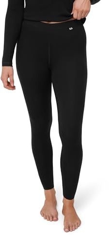 DANISH ENDURANCE Sous-Vêtements Thermiques en Laine Mérinos Femmes, Leggings Thermiques pour Femmes, Noir, XS