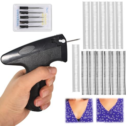Naapesi Kleider Etikettierpistole, Microstitch Gun, Schneller Fixierer fr Kleidung mit 5 Ersatznadeln und 1000 8mm Heftfden, Mini-Stichsumpistole fr Preisschilder, Etiketten, Marken, Stitchy Pistole