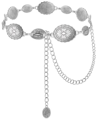 Sibba Damen Kettengürtel Taillenkette Silber Waist Chain Bauchkette Hüftkette Gürtel Punk Gotische Verstellbare Metall Kette Halloween Körperschmuck Taillenschmuck für Frauen Mädchen Kleider Jeans