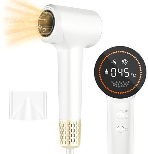 Haartrockner 400 Million Plasma Fön mit 110.000 U/min Bürstenloser Motor Schnelles Trocknen Haarföhn, leiser Hochgeschwindigkeits-Haartrockner Mit Magnetdüse, für zuhause und auf Reisen(Weiß)