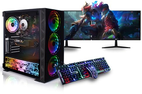 Veno Scorp Gaming PC Dual 22 Monitor Bundle Intel Core i7-3770 Processor RX 550 4GB Graphics Card - 16GB Ram - 512GB SSD - 550W PSU - Windows 11 - WiFi - Neonzilla 4