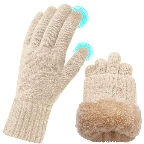ehsbuy Gants Hiver Femme Tactiles Chaud Laine Gants avec Doublure en Polaire Thermique pour Ski Vélo Conduite Outdoor Sport