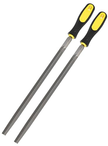 M METERXITY 2-pack triangulär metallfil 12 tum, högkolstål fil diamantfil handfil W PVC grepphandtag för trä/metall/keramik/glas/sten/smycken/platta/modell/gör-det-själv/slipfil