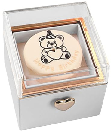 Demsyeq Petite boîte à bijoux | Support rotatif pour gâteau d'anniversaire, gâteau d'ours – Présentoir de rangement pour étagères, armoire, tiroir, souvenirs, voyage, mariage, Saint-Valentin