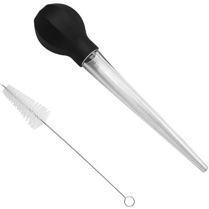 Hopzab Siringa per arrosto di tacchino, in silicone, resistente al calore, con spazzola per la pulizia, siringa per alimenti per barbecue, arrosto di tacchino, manzo e maiale