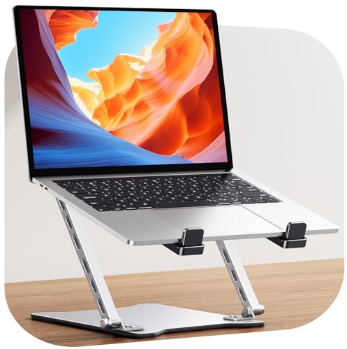 Babacom Ultra-Mince Support Ordinateur Portable Bureau, Compact Rehausseur PC Portable Ergonomique Pliable, Refroidisseur Laptop Stand Réglable & Léger, Compatible avec MacBook Tablettes (10”-15,6”)