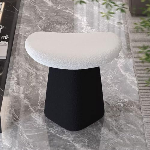 Modern böjd snurrpall Multifunktionell toalettpall Klädd fotpall Stabil bas Multifunktionell Platssparande for sovrum och vardagsrum(Black+White)
