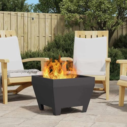 sephironlbb Chimenea negra de acero 50 x 50 x 38 cm, resistente a la intemperie, estufa portátil alternativa con acabado mate para jardín y terraza