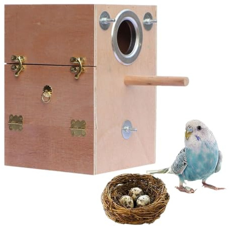 Parakiter häckningslåda, papegojbo avelslåda Wood Snug Dangling Nest House | Bird House Kanariefågel Trä Avellåda för Lovebirds för Parakeet Conure Cockatiel