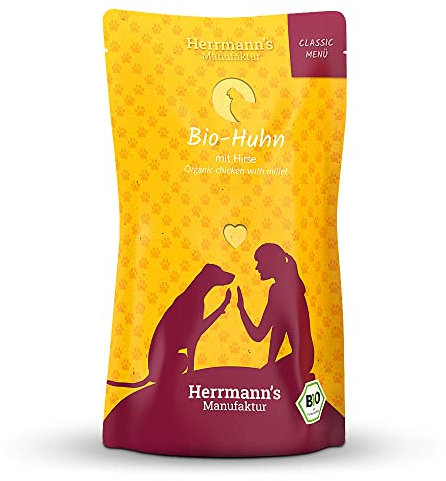 Herrmanns Huhn Menu 1 mit Hirse, Topinambur, Zucchin, 130g Bio Hundefutter, 12er Pack (12 x 0.13 kg)