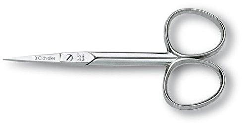 3 Claveles - Tijera De Cutículas Curva 10 Cm, Para Manicura, Forjada En Caliente, Acero Carbono, Niquelada, 4, 30 g