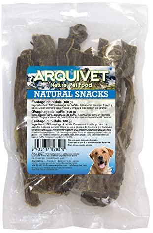 ARQUIVET Esofago di Manzo per Cani - Snack 100% Naturali - Masticabile - Sacchetto 100 gr