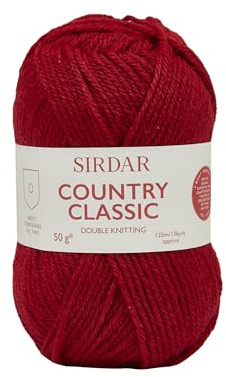 Sirdar Country Classic DK Double Knitting, True Red (871), 50g
