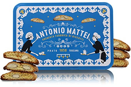 Cantucci alle Mandorle in Biscottiera di Latta Decorata, Biscotti di Prato Classici in Confezione Regalo da 300g