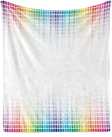 Ambesonne Colorful Throw Blanket, Digital Art Musical Volume Tone Absrtact Picture Little Square Mosaic Tiles, Flannel Fleece Accent Piece Soft Couch Cover for Adults, 70 x 90, Multicolor