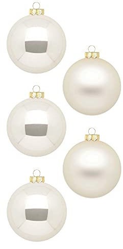 Inge Glas Weihnachtskugeln | Schöne Christbaumkugeln aus Glas | 20 Kugeln in Karton-Box | Christbaumschmuck Weihnachtsbaumschmuck Weihnachtsbaumkugeln (Champagne | beige Glanz/matt)