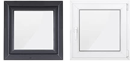 Bastion Fenster Kellerfenster 1 Flügel Drehfunktion 2-fach Verglasung RC2 BA außen anthrazit/innen weiß 70 mm Profil (500x500 mm Rechts)