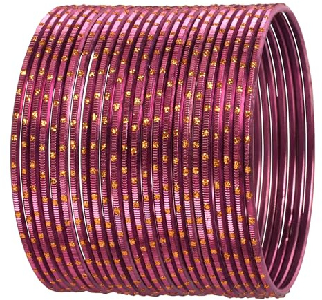 Touchstone Colorful 2 Dozen Bangle Collection indiano Bollywood lega di metallo strutturato gioielli speciali grandi dimensioni braccialetto braccialetto set di 24 in tono oro antico per le donne, M