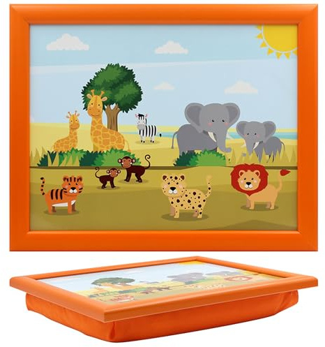 The Leonardo Collection Little Stars Zoo Laptray For Food Serving & Breakfast | Comfortable Bean Bag Lap Trays With Cushion | Durable Food Tray For Eating On Lap | Ideal Laptrays For Home & Adults