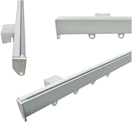 GLOBALCORPORATION Binario per tende a soffitto e parete in alluminio bianco con scorrevoli da interno Bastone Scorritenda per tendaggi moderni scorrimento manuale strappo kit completo (80 CM)