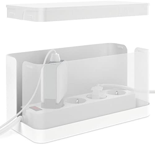 ACROPAQ Caja Cables - Set 3-en-1, Grande (40,6 x 13,4 x 15,6 cm), Mediana (32 x 13,2 x 12,7 cm) Pequeña (23,5 x 12 x 11,5 cm), Blanco - Caja Cables, Organizador de Cables