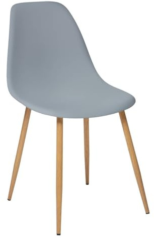Atmosphera - Chaise Taho Grise Style Scandinave, 46 x 52 x 86 cm, Pieds en Métal Effet Bois - pour Salle à Manger, Cuisine, Bureau