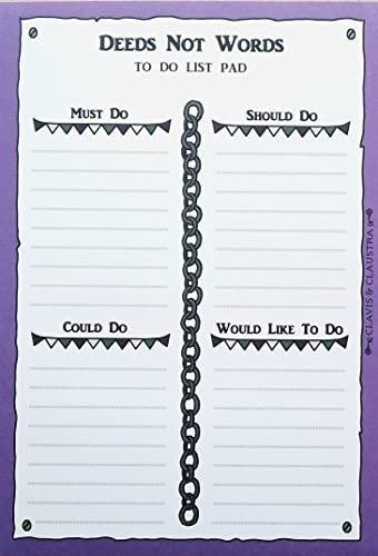 Deeds Not Words - To Do Task Pad - Suffragette design - great for recording actions, reminders, notes