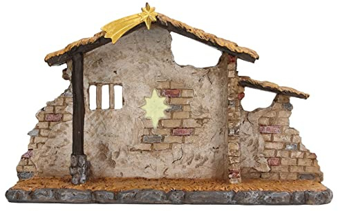Stor Julkrubba Utomhus, Julkrubbastaty, Julkrubba Inomhus med Krubba, Livfulla Detaljer Christmas Manger Shed Staty för Juldekorationer Skrivbordsdekoration