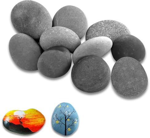 DYOUen 10 Stück Malsteine Flache Steine 5-8CM zum Bemalen Glatte Kieselsteine DIY Aquarium Steine Naturstein für Kunst, Handwerk, Gartendekoration (grau)