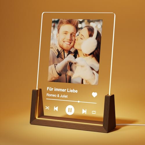 Giftove Personalisierte Geschenke für Frauen, Freundin, Paare - Spotify Glas Bild mit Foto - Fotogeschenke für Männer Freund zum Geburtstag - Jahrestag Geschenk für Sie & Ihn - Song Cover Acrylglas