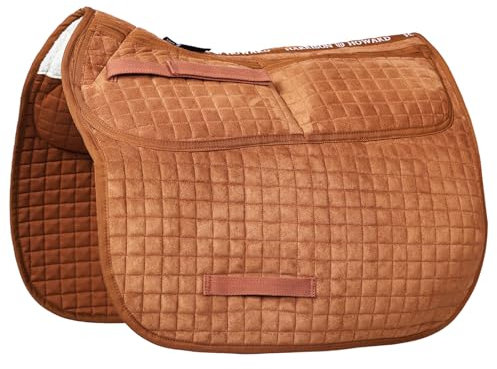 Harrison Howard Diamond gesteppte Dressur-Schabracke verstellbar mit 4 Taschen und Schaumstoffeinlagen mit differenzierter Dicke Reitunterlage mit zusätzlicher Dämpfung und Komfort braun