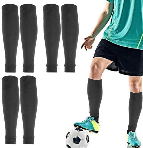 3 Pares de Calcetines de Fútbol de Manga de Pantorrilla, Adecuados para Fútbol, Baloncesto y Otros Deportes (Negro)