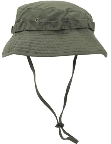 RALSPEC Cappello da pescatore mimetico verde OD Bush Jungle tesa corta esercito britannico cappello da sole cadetto MTP Airsoft Camo Boonie, Verde, M-L