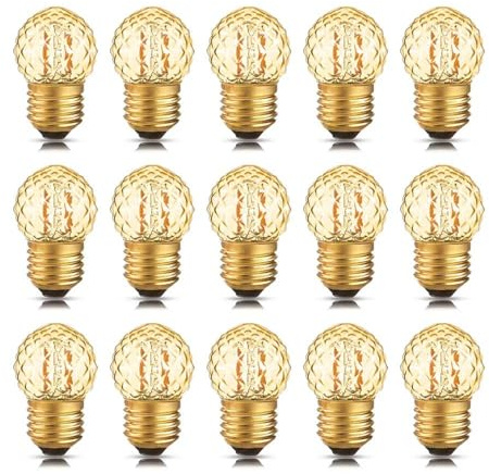 LIGHBIB G40 E27 Lampadine Notturne A LED A Basso Consumo Da 1 W Pari A 10 Watt Lampadina A Incandescenza Lampadina Dimmerabile Decorativa A Forma Di Diamante In Vetro Ambrato,E27 220V,1w 15pz