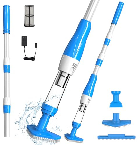 PoolyPoly 3 en 1 Aspiratore Piscina Ricaricabile Senza Fili, Aspirapolvere a Mano per Piscina, Pulitore Elettrico per Piscine, Spa, Vasca Idromassaggio - Tempo di Esecuzione 90 Minuti, Blu