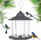 Comzantor Vogelfutterspender, Vogelfutterhaus, Futterhaus für Vögel, Vogelfutterstation, Vogelfutterhaus zum Aufhängen, Vogelfutterspender Hängend, Futterspender zum Aufhängen im Freien(Grau)