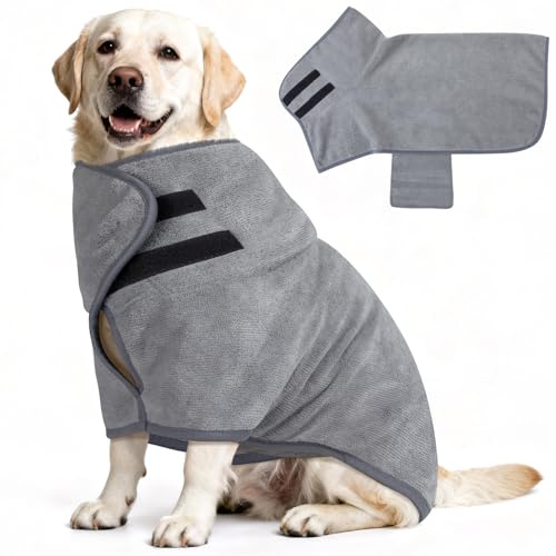 Kiiwah Accappatoio per Cani Super Assorbente, Asciugamano per Cani in Microfibra Asciugatura Rapida Regolabile per Taglia Grande Media e Piccolo (M)