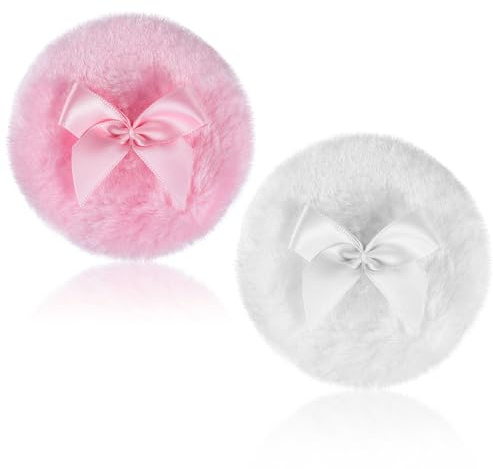 Makeup Puff,2 Pcs Washable Reusable Pressed Puff Soft Comfortable Body Dusting Puffs Cushion Applicator Makeup Beauty Tools for Women Girls(Pink, White)